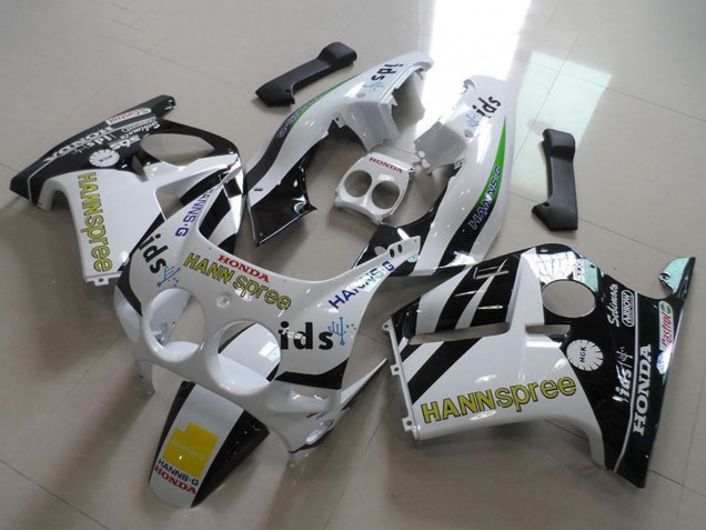 1988-1989 Honda CBR250RR MC19 Motorcycle Fairings - White Yellow Glossy Black Hannspree UK Manufacturers