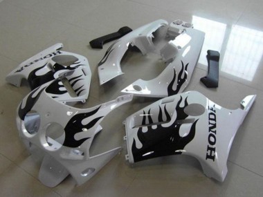 1988-1989 Honda CBR250RR MC19 Motorcycle Fairings - White Glossy Black Flame UK Manufacturers
