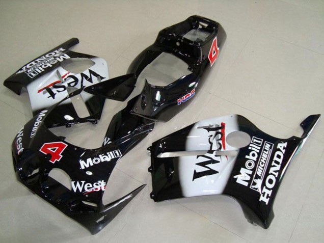 1988-1989 Honda CBR250RR MC19 Motorcycle Fairings - Glossy Black White West Mobil HRC 4 UK Manufacturers