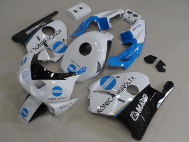 1990-1998 Honda CBR250RR MC22 Motorcycle Fairings - White Blue Glossy Black Konica Minolta UK Manufacturers