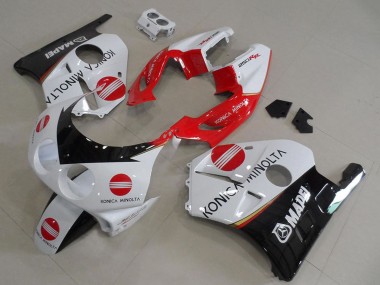 1990-1998 Honda CBR250RR MC22 Motorcycle Fairings - White Red Glossy Black Konica Minolta UK Manufacturers