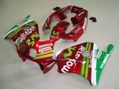 1990-1998 Honda CBR250RR MC22 Motorcycle Fairings - Red White Green MoviStar UK Manufacturers