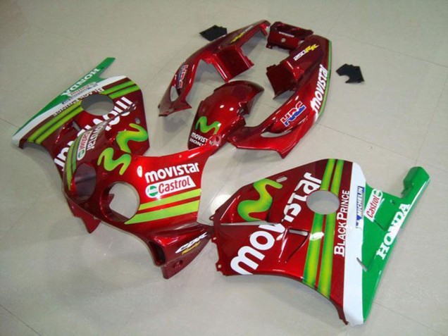 1990-1998 Honda CBR250RR MC22 Motorcycle Fairings - Red White Green MoviStar UK Manufacturers