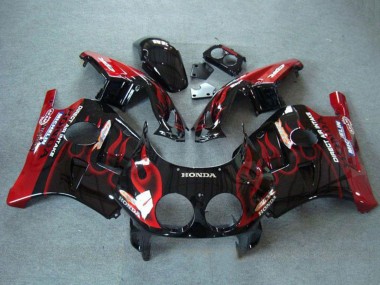 1990-1998 Honda CBR250RR MC22 Motorcycle Fairings - Glossy Black Red Flame UK Manufacturers