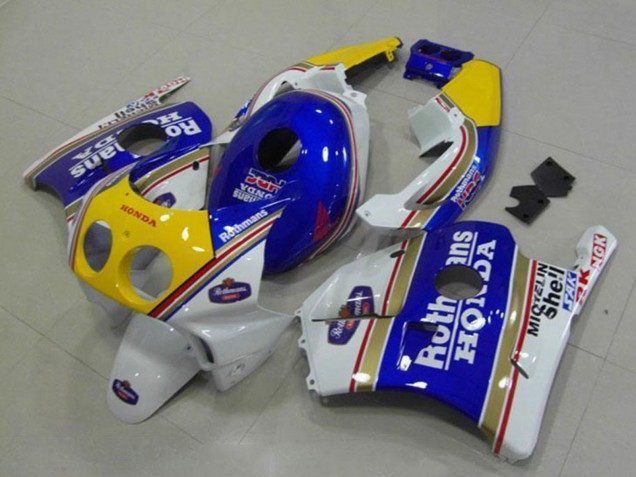1990-1998 Honda CBR250RR MC22 Motorcycle Fairings - White Blue Yellow Rothmans UK Manufacturers
