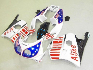 1990-1998 Honda CBR250RR MC22 Motorcycle Fairings - White Red Blue Star Alice UK Manufacturers