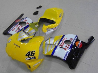 1990-1998 Honda CBR250RR MC22 Motorcycle Fairings - Yellow Silver White Red Nastro Azzurro Breil 46 UK Manufacturers