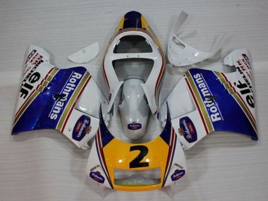 1994-1996 Honda NSR250R MC28 P4 Motorcycle Fairings - White Blue Yellow Gold Rothmans Elf 2 UK Manufacturers