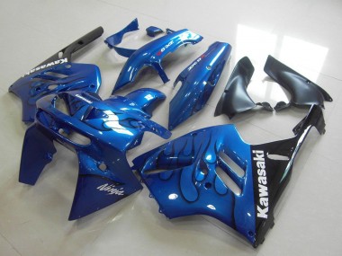 1994-1997 Kawasaki ZX9R Motorcycle Fairing - Blue Black Flame UK Manufacturers