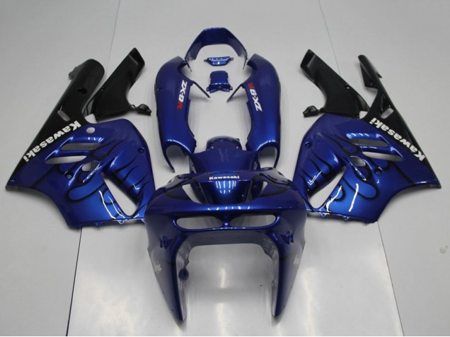 1994-1997 Kawasaki ZX9R Motorcycle Fairings - Blue Black Flame UK Manufacturers
