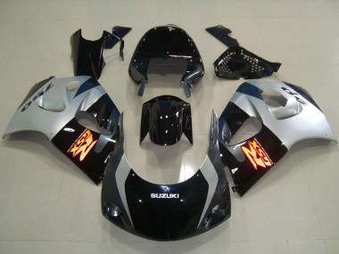 1996-2000 Suzuki GSXR 750 Abs Motorcycle Fairings - Glossy Black Silver UK Manufacturers