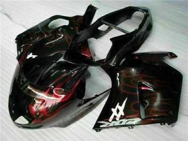 1996-2007 Honda CBR1100XX Blackbird Abs Motorcycle Fairing - Glossy Black Red Flame UK Manufacturers