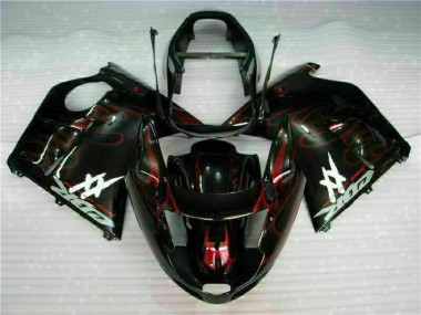 1996-2007 Honda CBR1100XX Blackbird Abs Motorcycle Fairing - Glossy Black Red Flame UK Manufacturers