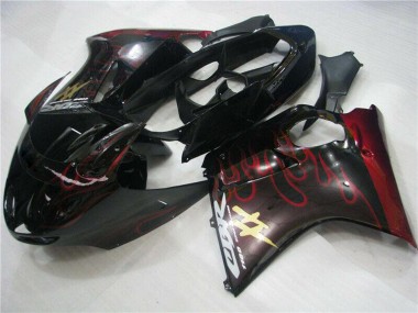 1996-2007 Honda CBR1100XX Blackbird Abs Motorcycle Fairings - Glossy Black Red Flame UK Manufacturers