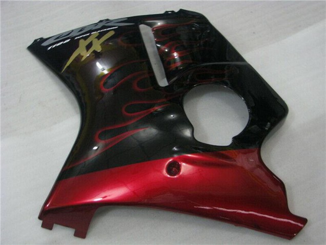 1996-2007 Honda CBR1100XX Blackbird Abs Motorcycle Fairings - Glossy Black Red Flame UK Manufacturers