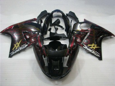 1996-2007 Honda CBR1100XX Blackbird Abs Motorcycle Fairings - Glossy Black Red Flame UK Manufacturers