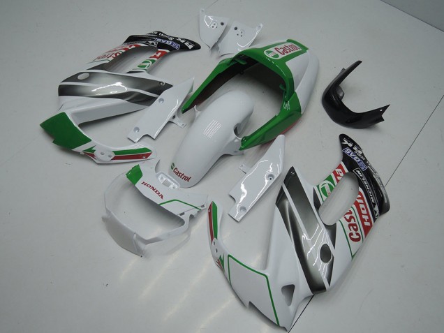 1997-2005 Honda VTR1000F Motorcycle Fairings - White Green Glossy Black Castrol UK Manufacturers