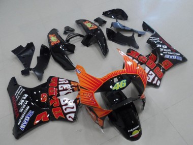 1998-1999 Honda CBR900RR 919 Motorcycle Fairings - Glossy Black Orange Rossi UK Manufacturers