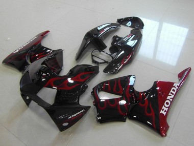 1998-1999 Honda CBR900RR 919 Motorcycle Fairings - Glossy Black Red Flame UK Manufacturers