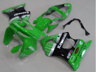 1998-1999 Kawasaki ZX6R Motorcycle Fairings - Green White Silver Glossy Black UK Manufacturers