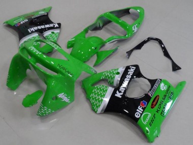 1998-1999 Kawasaki ZX6R Motorcycle Fairings - Green White Silver Glossy Black UK Manufacturers