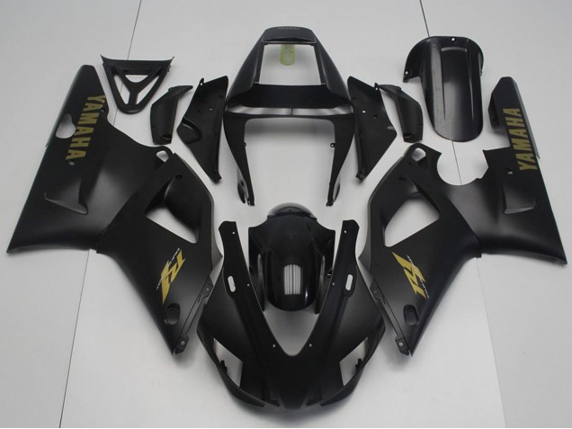 1998-1999 Yamaha YZF R1 Motorcycle Fairings - Glossy Black Matte Black Gold UK Manufacturers