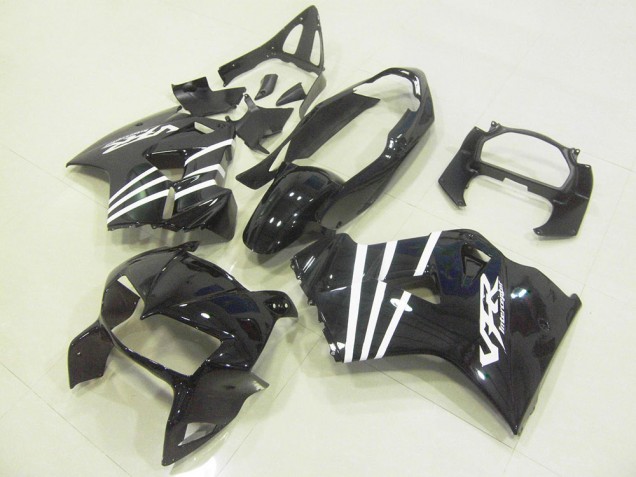 1998-2001 Honda VFR 800 Motorcycle Fairings - Glossy Black White Stripe UK Manufacturers