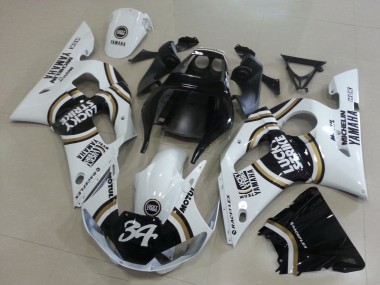 1998-2002 Yamaha YZF R6 Motorcycle Fairings - White Black Motul Lucky Strike 34 UK Manufacturers
