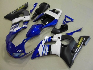 1998-2002 Yamaha YZF R6 Motorcycle Fairings - White Blue Matte Black Motul Michelin UK Manufacturers