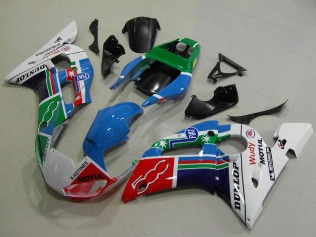 1998-2002 Yamaha YZF R6 Motorcycle Fairings - White Blue Green Red Fiat Motul Michelin Dunlop UK Manufacturers