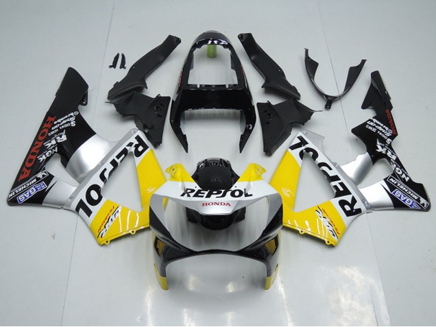2000-2001 Honda CBR900RR 929 Motorcycle Fairing - Yellow Silver Glossy Black Repsol UK Manufacturers