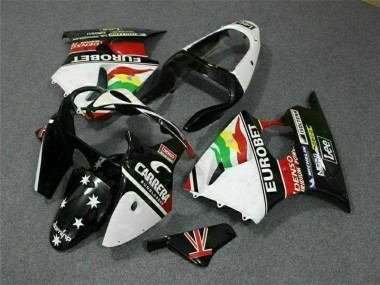 2000-2002 Kawasaki ZX6R Motorcycle Fairings - White Red Yellow Green Glossy Black Star EuroBet UK Manufacturers