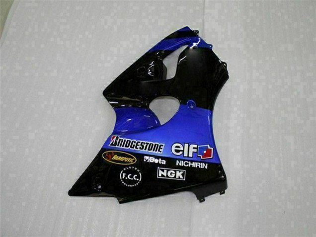 2000-2002 Kawasaki ZX6R Motorcycle Fairings - Blue Glossy Black Elf Bridgestone UK Manufacturers