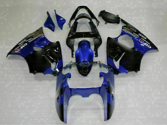 2000-2002 Kawasaki ZX6R Motorcycle Fairings - Blue Glossy Black Elf Bridgestone UK Manufacturers