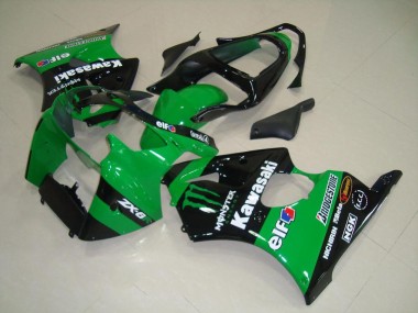 2000-2002 Kawasaki ZX6R Motorcycle Fairings - Green Glossy Black Monster UK Manufacturers