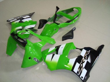 2000-2002 Kawasaki ZX6R Motorcycle Fairings - Green White Black 636 UK Manufacturers