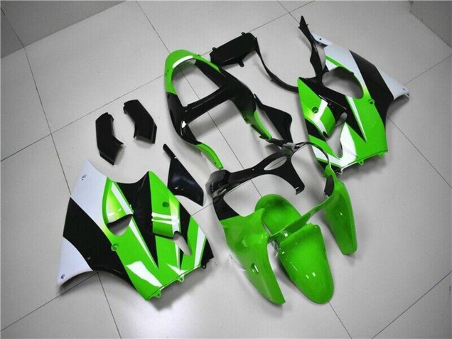 2000-2002 Kawasaki ZX6R Motorcycle Fairing Kits - Green White Black UK Manufacturers