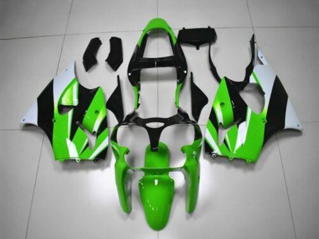 2000-2002 Kawasaki ZX6R Motorcycle Fairing Kits - Green White Black UK Manufacturers