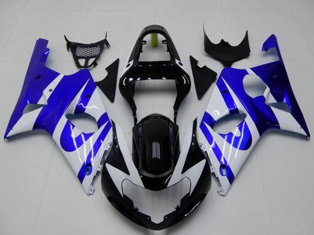 2000-2002 Suzuki GSXR 1000 Motorcycle Fairing - White Blue Glossy Black UK Manufacturers