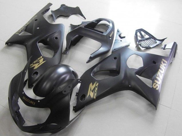 2000-2002 Suzuki GSXR 1000 Motorcycle Fairings - Matte Black Gold Decal UK Manufacturers
