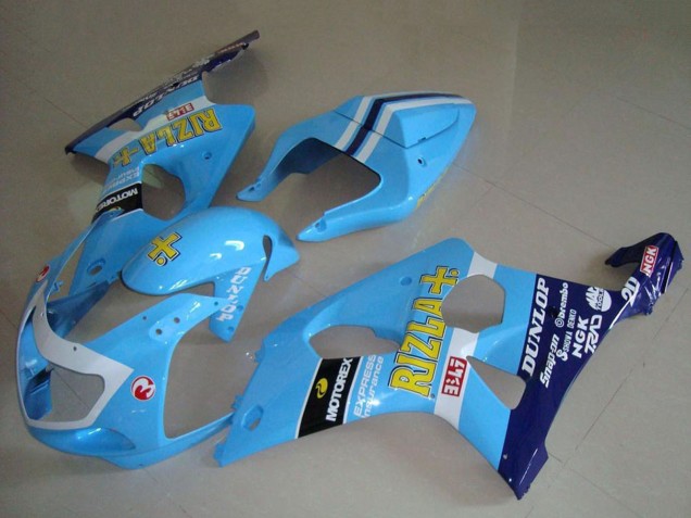 2000-2002 Suzuki GSXR 1000 Motorcycle Fairings - Light Blue Yellow Black White Yellow Rizla UK Manufacturers