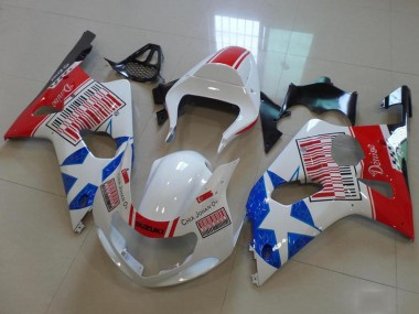 2000-2002 Suzuki GSXR 1000 Motorcycle Fairings - White Red Blue Star UK Manufacturers