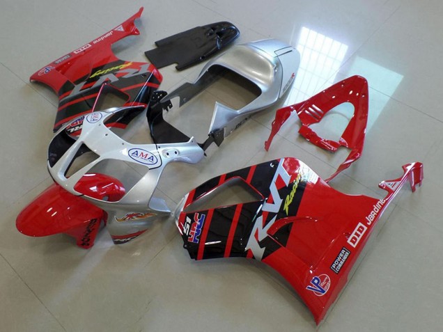 2000-2006 Honda VTR1000 Motorcycle Fairings - Silver Red Glossy Black Stripe UK Manufacturers