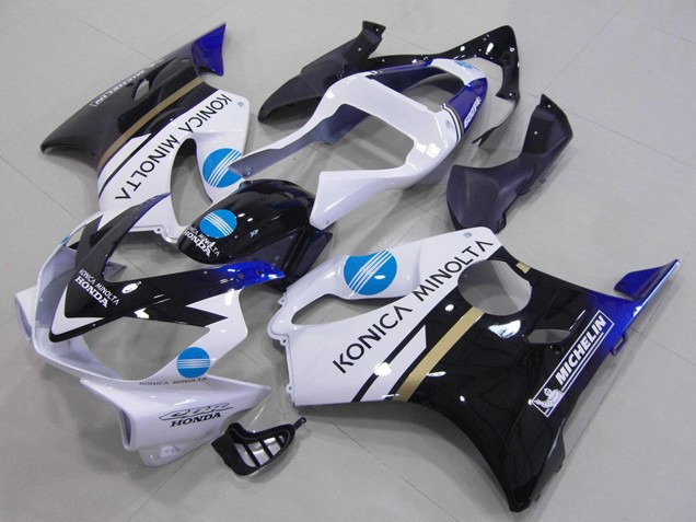 2001-2003 Honda CBR600 F4i Motorcycle Fairings - White Blue Glossy Black Konica Minolta UK Manufacturers
