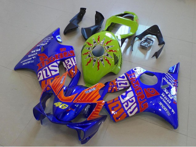 2001-2003 Honda CBR600 F4i Motorcycle Fairings - Yellow Blue Orange Rossi 46 UK Manufacturers