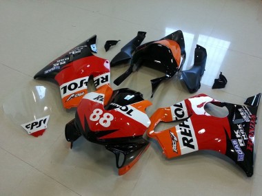 2001-2003 Honda CBR600 F4i Motorcycle Fairings - Orange White Red Glossy Black Racing Repsol 88 UK Manufacturers