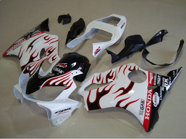 2001-2003 Honda CBR600 F4i Motorcycle Fairings - White Red Glossy Black Flame UK Manufacturers