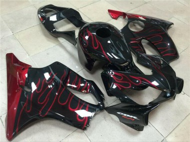 2001-2003 Honda CBR600 F4i Motorcycle Fairing - Glossy Black Red Flame UK Manufacturers