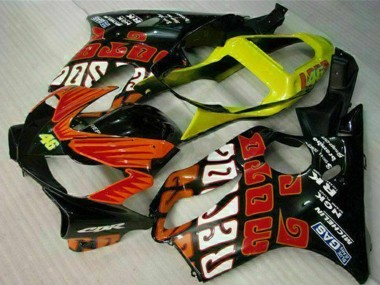 2001-2003 Honda CBR600 F4i Motorcycle Fairings - Yellow Orange Glossy Black Rossi 46 UK Manufacturers