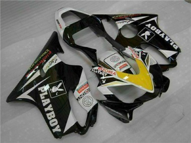 2001-2003 Honda CBR600 F4i Motorcycle Fairings - White Yellow Glossy Black Playboy UK Manufacturers